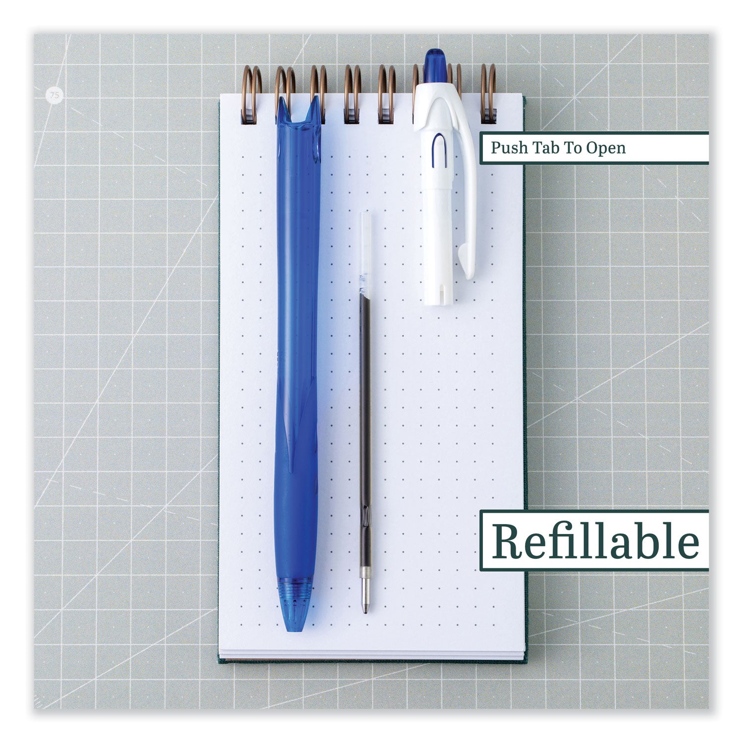 Pilot RexGrip BeGreen Ballpoint Pen, Retractable, Medium 1 mm, Blue Ink, Translucent Blue Barrel, Dozen (32371)