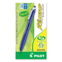 Pilot RexGrip BeGreen Ballpoint Pen, Retractable, Medium 1 mm, Blue Ink, Translucent Blue Barrel, Dozen (32371)