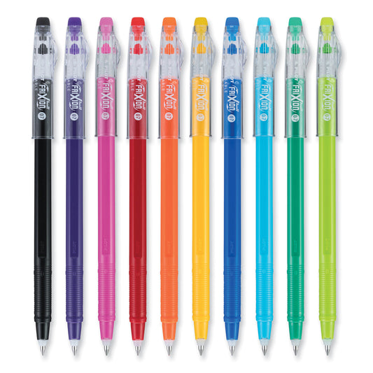 Pilot FriXion ColorSticks Erasable Gel Pen, Stick, Fine 0.7 mm, Assorted Ink and Barrel Colors, 10/Pack (32456)