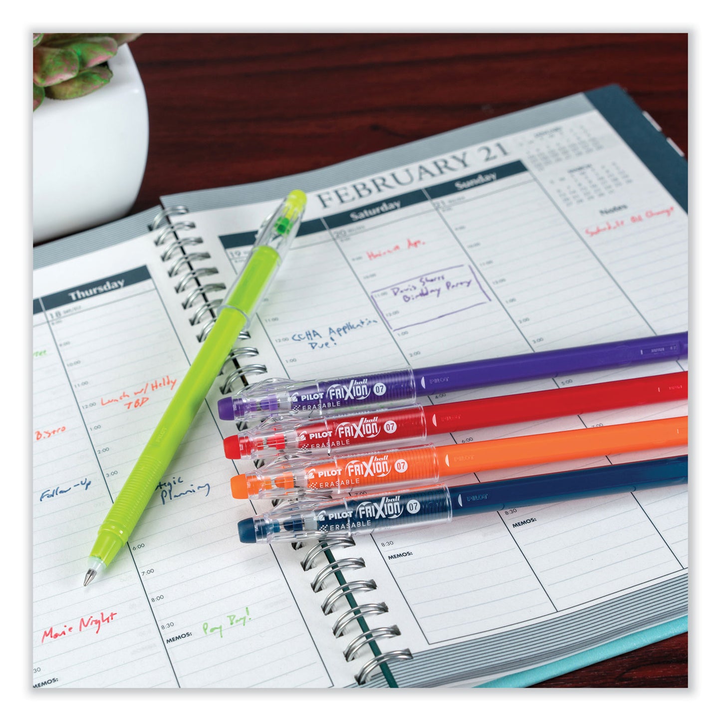 Pilot FriXion ColorSticks Erasable Gel Pen, Stick, Fine 0.7 mm, Assorted Ink and Barrel Colors, 10/Pack (32456)