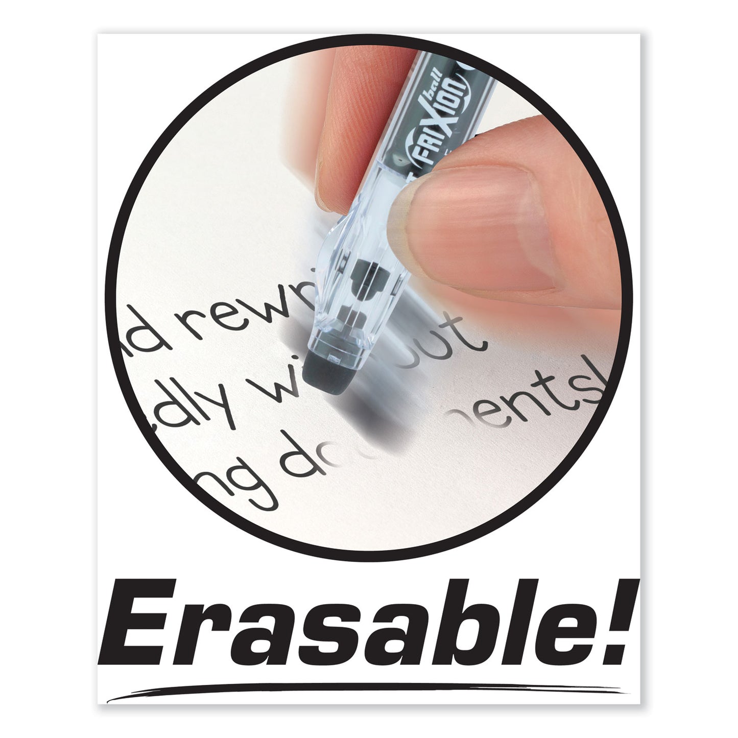 Pilot FriXion ColorSticks Erasable Gel Pen, Clipless Stick, Fine 0.7 mm, Black Ink, Black Barrel, Dozen (32465)