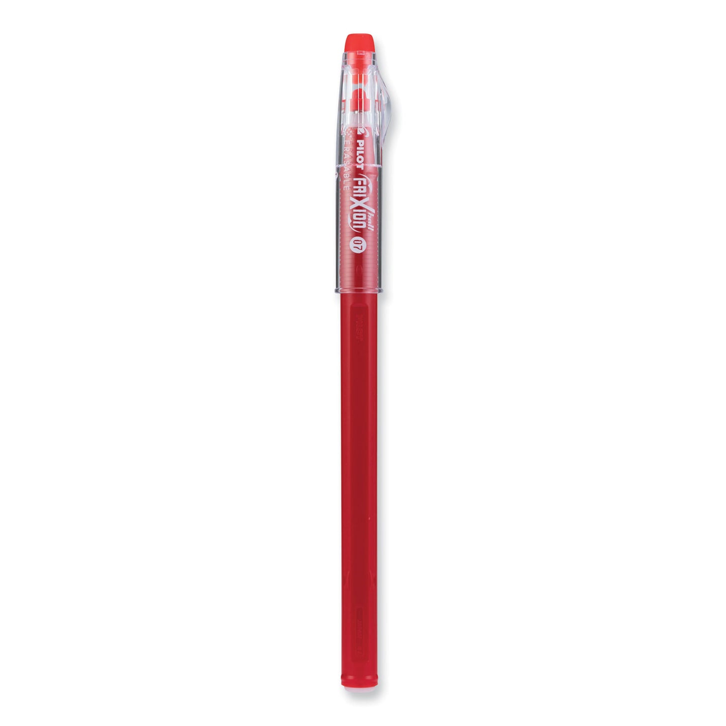 Pilot FriXion ColorSticks Erasable Gel Pen, Clipless Stick, Fine 0.7 mm, Red Ink, Red Barrel, Dozen (32467)