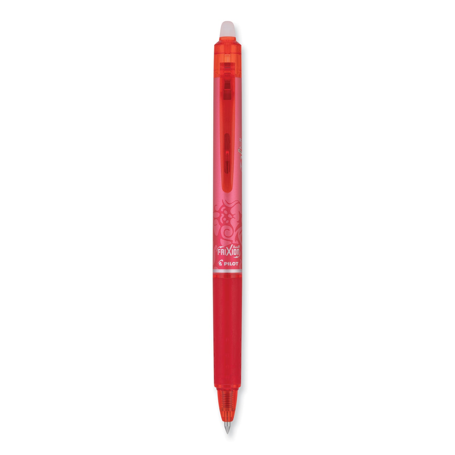 Pilot FriXion Clicker Erasable Gel Pen, Retractable, Extra-Fine 0.5 mm, Red Ink, Red Barrel, Dozen (32522)