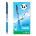 Pilot B2P Bottle-2-Pen Recycled Ballpoint Pen, Retractable, Medium 1 mm, Black Ink, Translucent Blue Barrel, Dozen (32800)