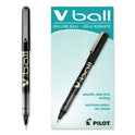 Pilot VBall Liquid Ink Roller Ball Pen, Stick, Fine 0.7 mm, Black Ink, Black/Clear Barrel, Dozen (35112)