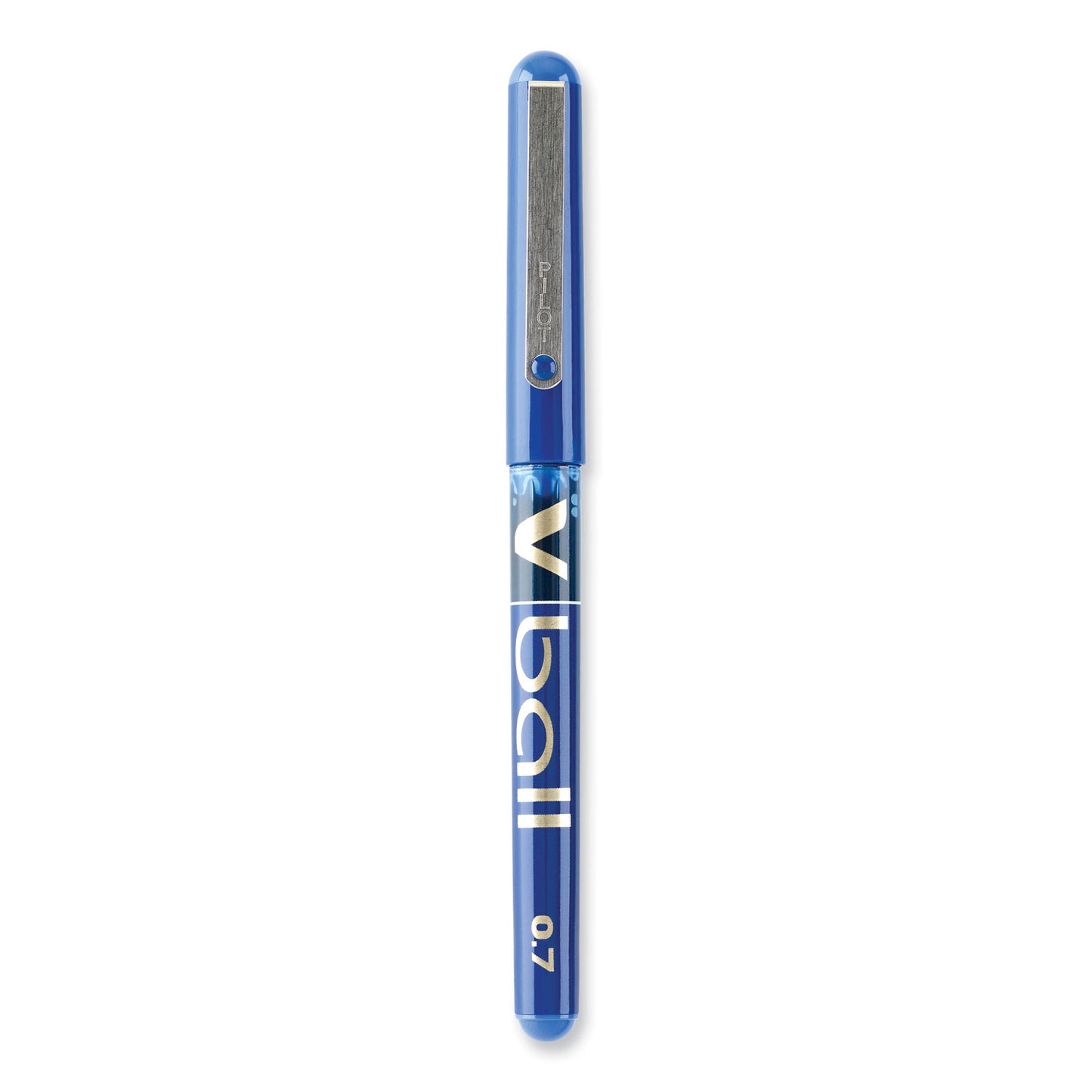 Pilot VBall Liquid Ink Roller Ball Pen, Stick, Fine 0.7 mm, Blue Ink, Blue/Clear Barrel, Dozen (35113)