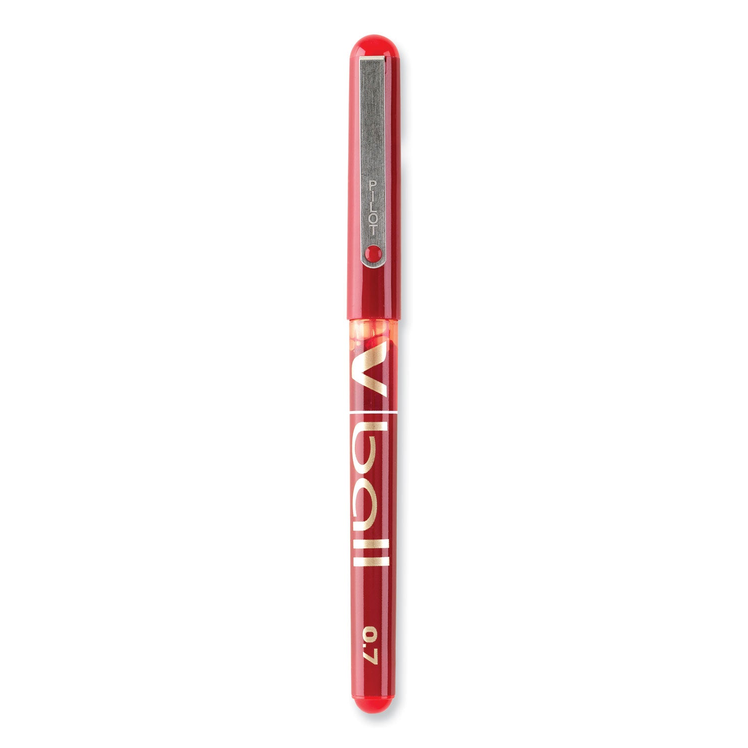 Pilot VBall Liquid Ink Roller Ball Pen, Stick, Extra-Fine 0.5 mm, Red Ink, Red/Clear Barrel, Dozen (35202)