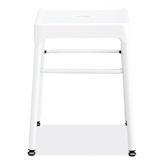 Safco Steel GuestBistro Stool, Backless, Supports Up to 250 lb, 18" Seat Height, White Seat, White Base (6604WH)