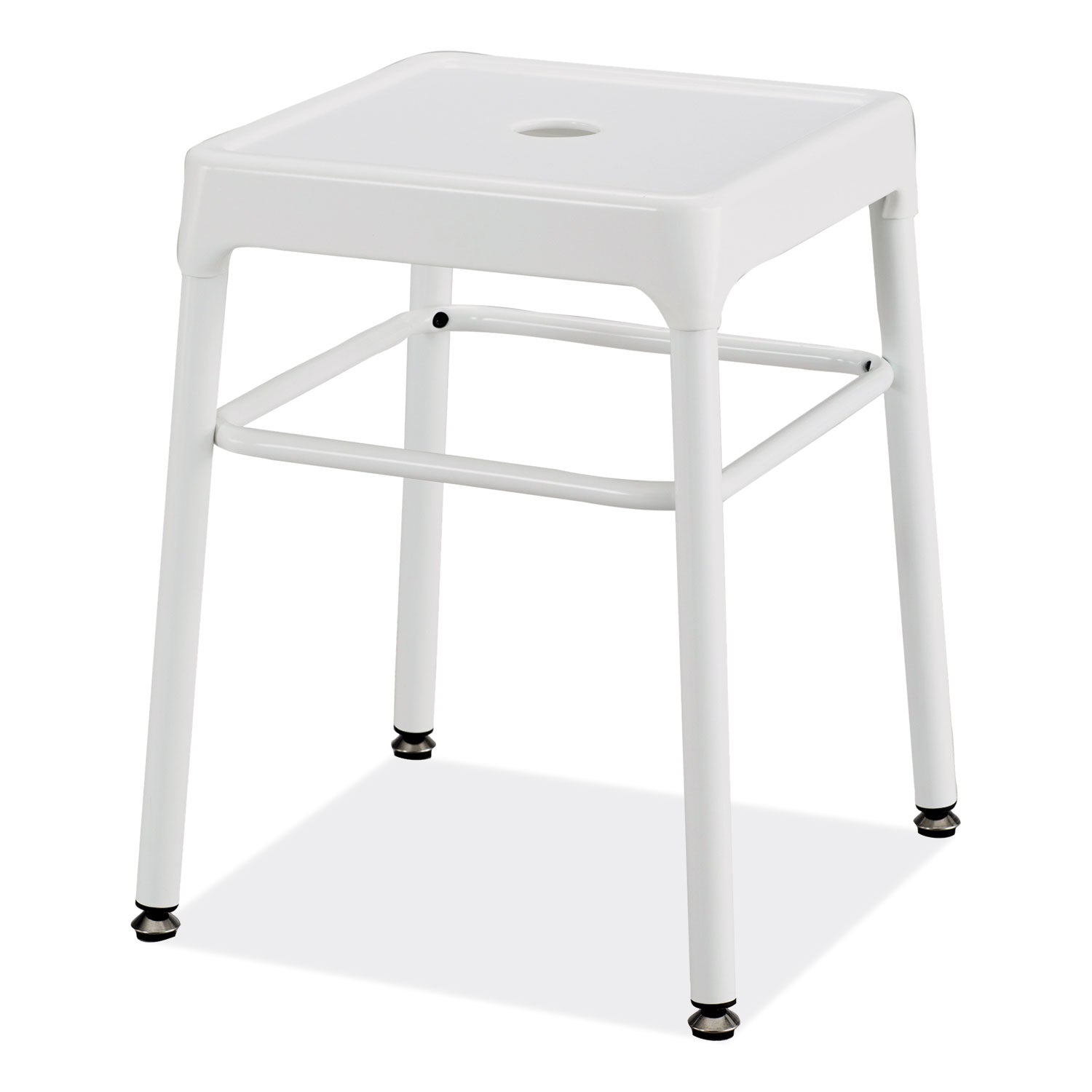 Safco Steel GuestBistro Stool, Backless, Supports Up to 250 lb, 18" Seat Height, White Seat, White Base (6604WH)