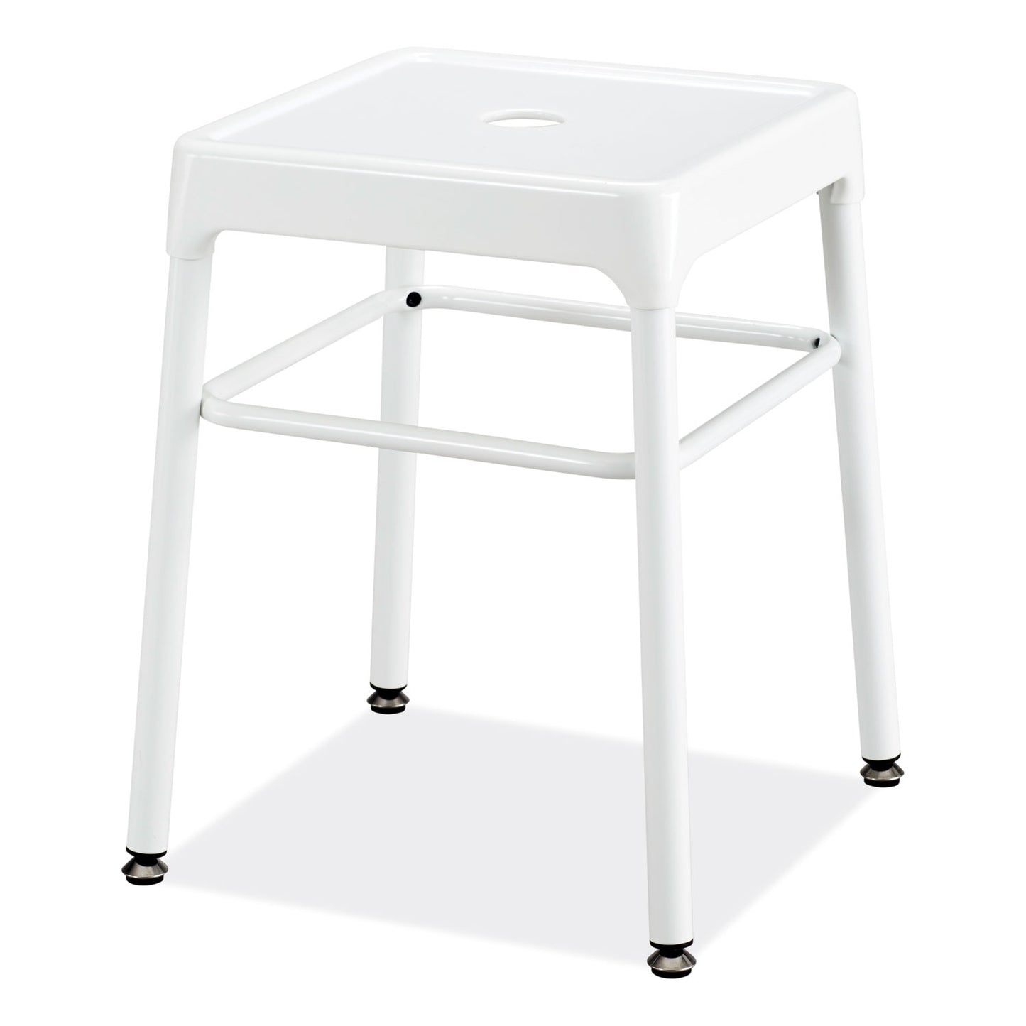 Safco Steel GuestBistro Stool, Backless, Supports Up to 250 lb, 18" Seat Height, White Seat, White Base (6604WH)