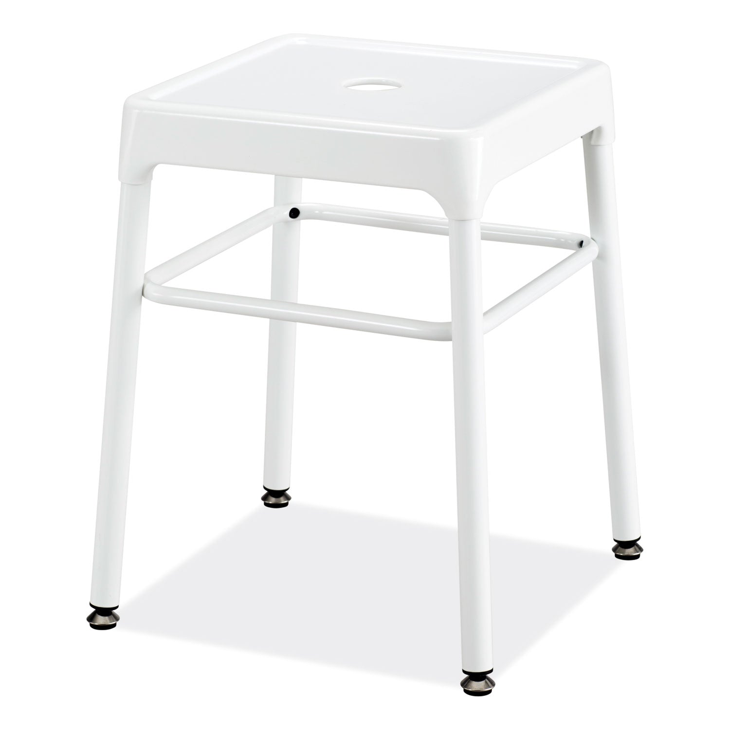 Safco Steel GuestBistro Stool, Backless, Supports Up to 250 lb, 18" Seat Height, White Seat, White Base (6604WH)