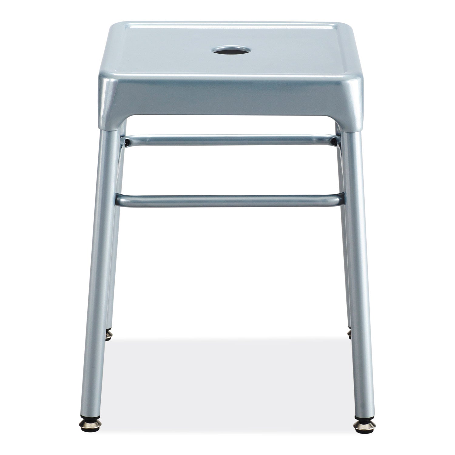 Safco Steel GuestBistro Stool, Backless, Supports Up to 250 lb, 18" Seat Height, Silver Seat, Silver Base (6604SL)