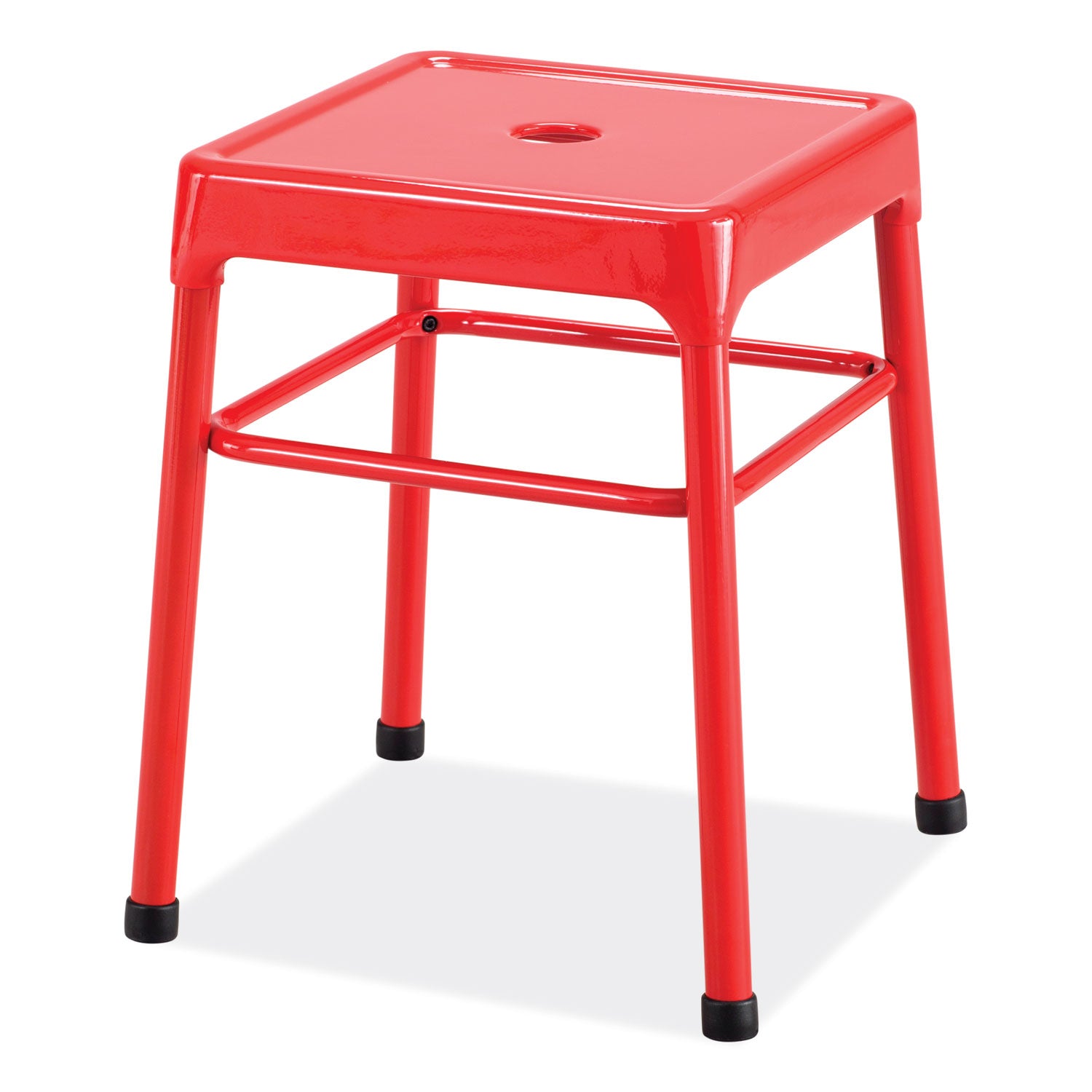 Safco Steel GuestBistro Stool, Backless, Supports Up to 250 lb, 18" Seat Height, Red Seat, Red Base (6604RD)