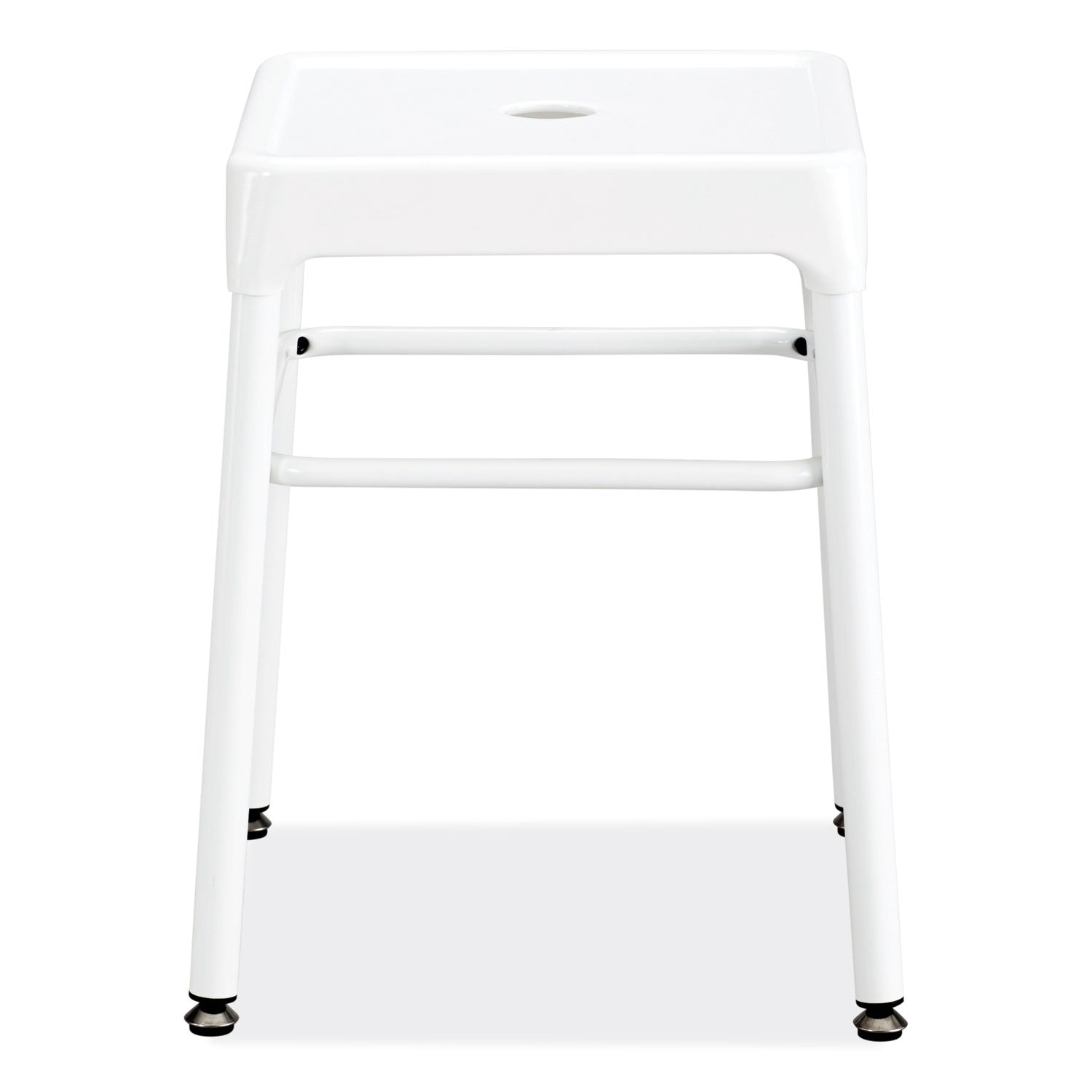 Safco Steel GuestBistro Stool, Backless, Supports Up to 250 lb, 18" Seat Height, White Seat, White Base (6604WH)