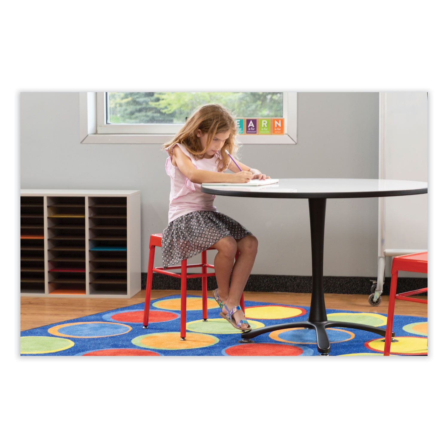 Safco Steel GuestBistro Stool, Backless, Supports Up to 250 lb, 18" Seat Height, Red Seat, Red Base (6604RD)