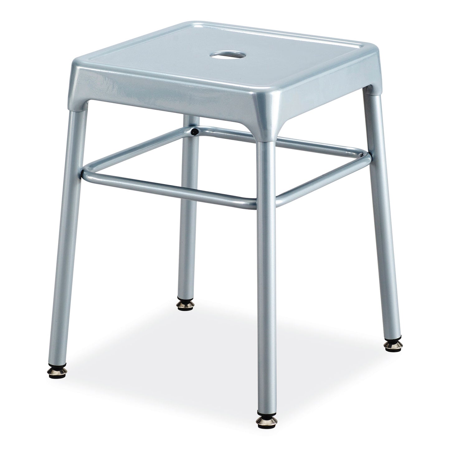 Safco Steel GuestBistro Stool, Backless, Supports Up to 250 lb, 18" Seat Height, Silver Seat, Silver Base (6604SL)