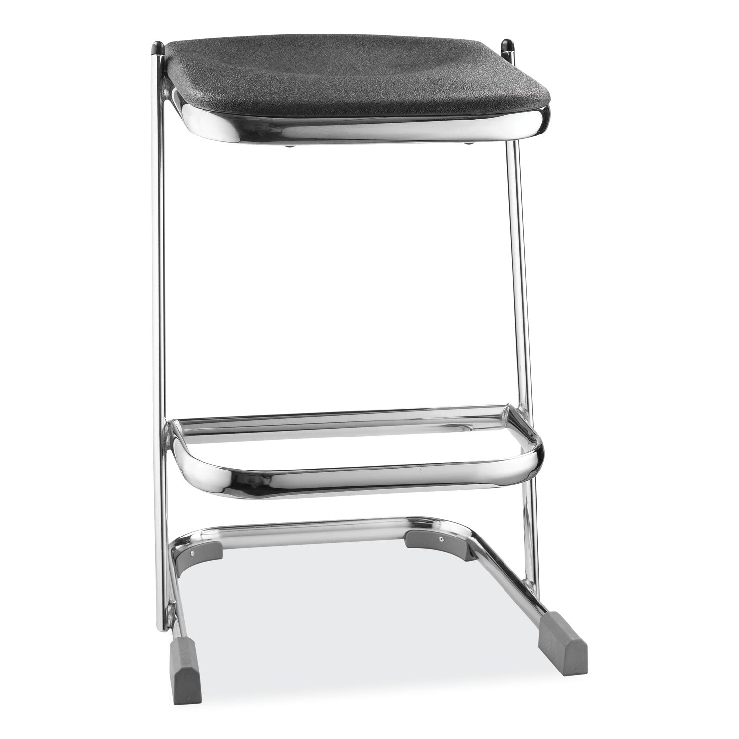 NPS 6600 Series Elephant Z-Stool, Backless, Supports Up to 500 lb, 24" Seat Height, Black Seat, Chrome Frame (6624)