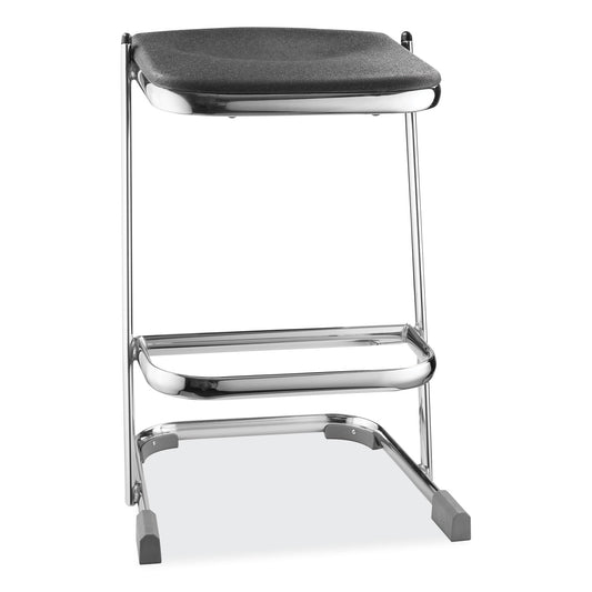 NPS 6600 Series Elephant Z-Stool, Backless, Supports Up to 500 lb, 24" Seat Height, Black Seat, Chrome Frame (6624)