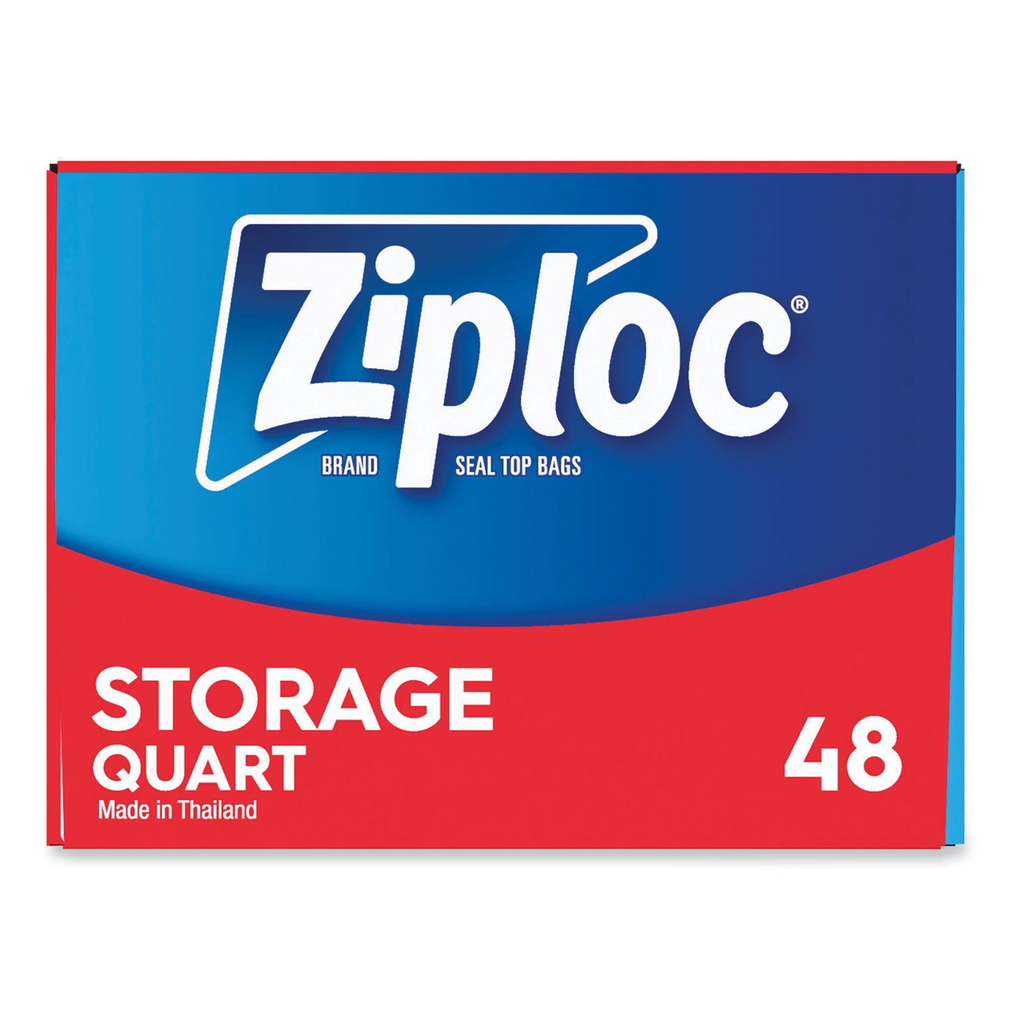 Ziploc Double Zipper Storage Bags, Triple System Seal, Quart, 9.63" x 8.5", Clear, 48/Box (314469BX)