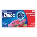 Ziploc Double Zipper Storage Bags, Triple System Seal, Quart, 9.63" x 8.5", Clear, 48/Box (314469BX)