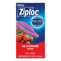 Ziploc Double Zipper Storage Bags, Triple System Seal, Quart, 9.63" x 8.5", Clear, 48/Box (314469BX)