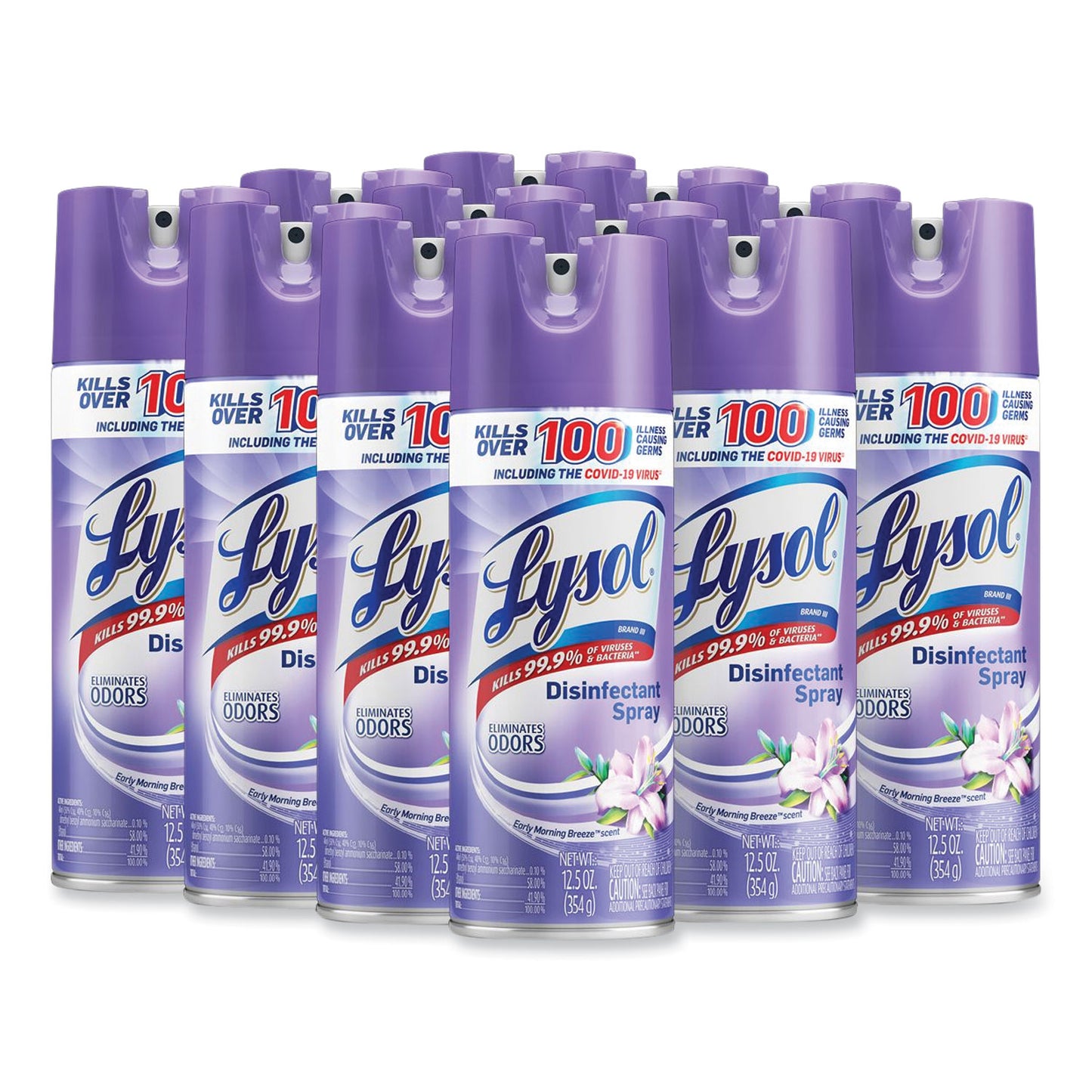 LYSOL Brand Disinfectant Spray, Early Morning Breeze, 12.5 oz Aerosol Spray, 12/Carton (80833)