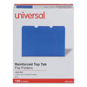 Universal Reinforced Top-Tab File Folders, 1/3-Cut Tabs: Assorted, Letter Size, 1" Expansion, Blue, 100/Box (16161)