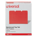 Universal Reinforced Top-Tab File Folders, 1/3-Cut Tabs: Assorted, Letter Size, 1" Expansion, Red, 100/Box (16163)