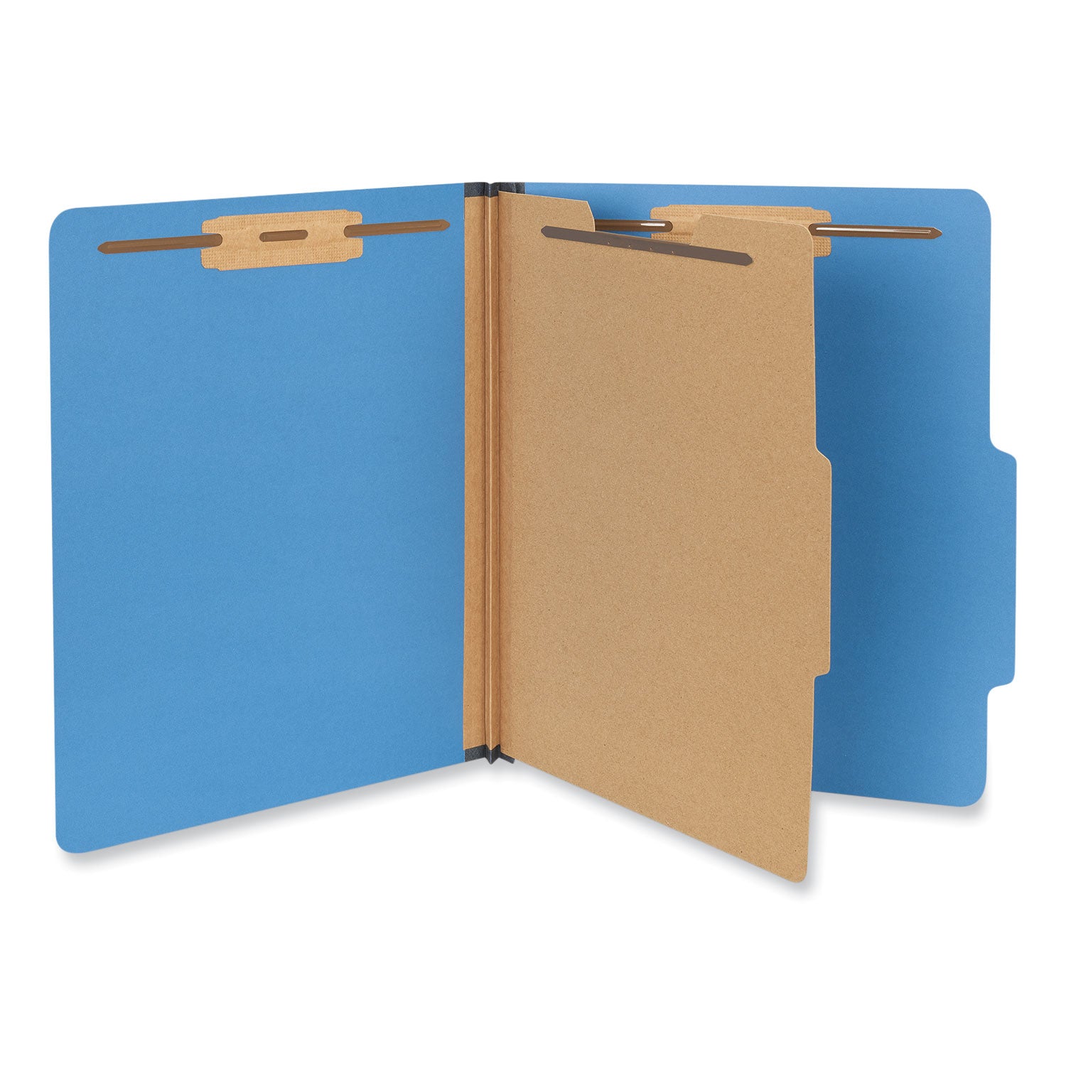 Universal Bright Colored Pressboard Classification Folders, 2" Expansion, 1 Divider, 4 Fasteners, Letter Size, Cobalt Blue, 10/Box (10201)