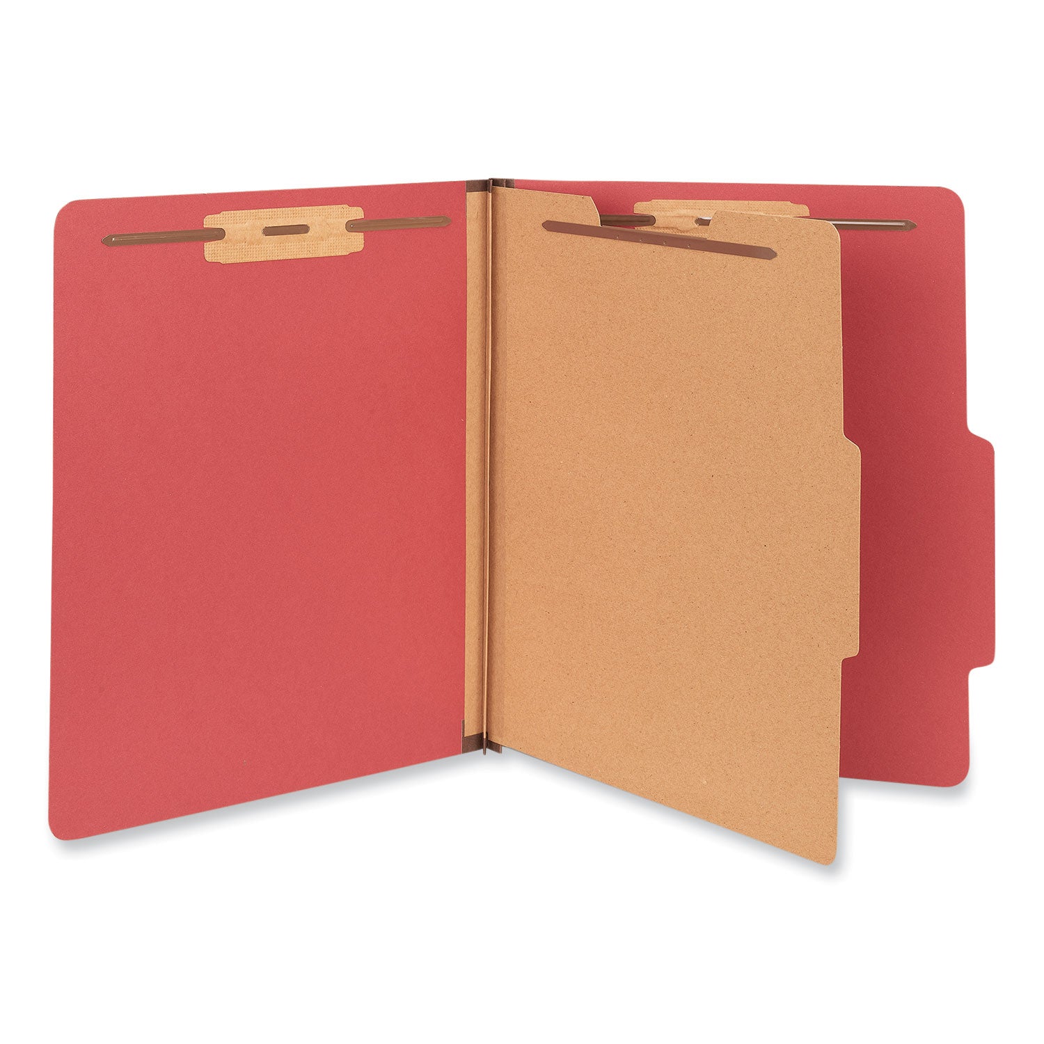 Universal Bright Colored Pressboard Classification Folders, 2" Expansion, 1 Divider, 4 Fasteners, Letter Size, Ruby Red, 10/Box (10203)