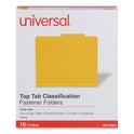 Universal Bright Colored Pressboard Classification Folders, 2" Expansion, 1 Divider, 4 Fasteners, Letter Size, Yellow Exterior, 10/Box (10204)