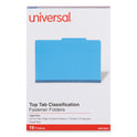 Universal Bright Colored Pressboard Classification Folders, 2" Expansion, 1 Divider, 4 Fasteners, Legal Size, Cobalt Blue, 10/Box (10211)