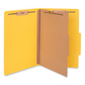 Universal Bright Colored Pressboard Classification Folders, 2" Expansion, 1 Divider, 4 Fasteners, Legal Size, Yellow Exterior, 10/Box (10214)