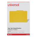 Universal Bright Colored Pressboard Classification Folders, 2" Expansion, 1 Divider, 4 Fasteners, Legal Size, Yellow Exterior, 10/Box (10214)