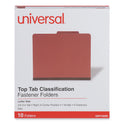 Universal Four-Section Pressboard Classification Folders, 2" Expansion, 1 Divider, 4 Fasteners, Letter Size, Red Exterior, 10/Box (10250)