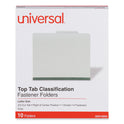 Universal Four-Section Pressboard Classification Folders, 2" Expansion, 1 Divider, 4 Fasteners, Letter Size, Gray Exterior, 10/Box (10252)