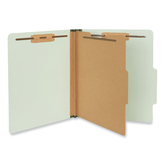 Universal Four-Section Pressboard Classification Folders, 2" Expansion, 1 Divider, 4 Fasteners, Letter Size, Gray-Green, 10/Box (10253)