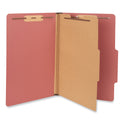 Universal Four-Section Pressboard Classification Folders, 2" Expansion, 1 Divider, 4 Fasteners, Legal Size, Red Exterior, 10/Box (10260)