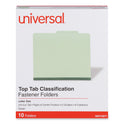 Universal Six-Section Pressboard Classification Folders, 2" Expansion, 2 Dividers, 6 Fasteners, Letter Size, Green Exterior, 10/Box (10271)