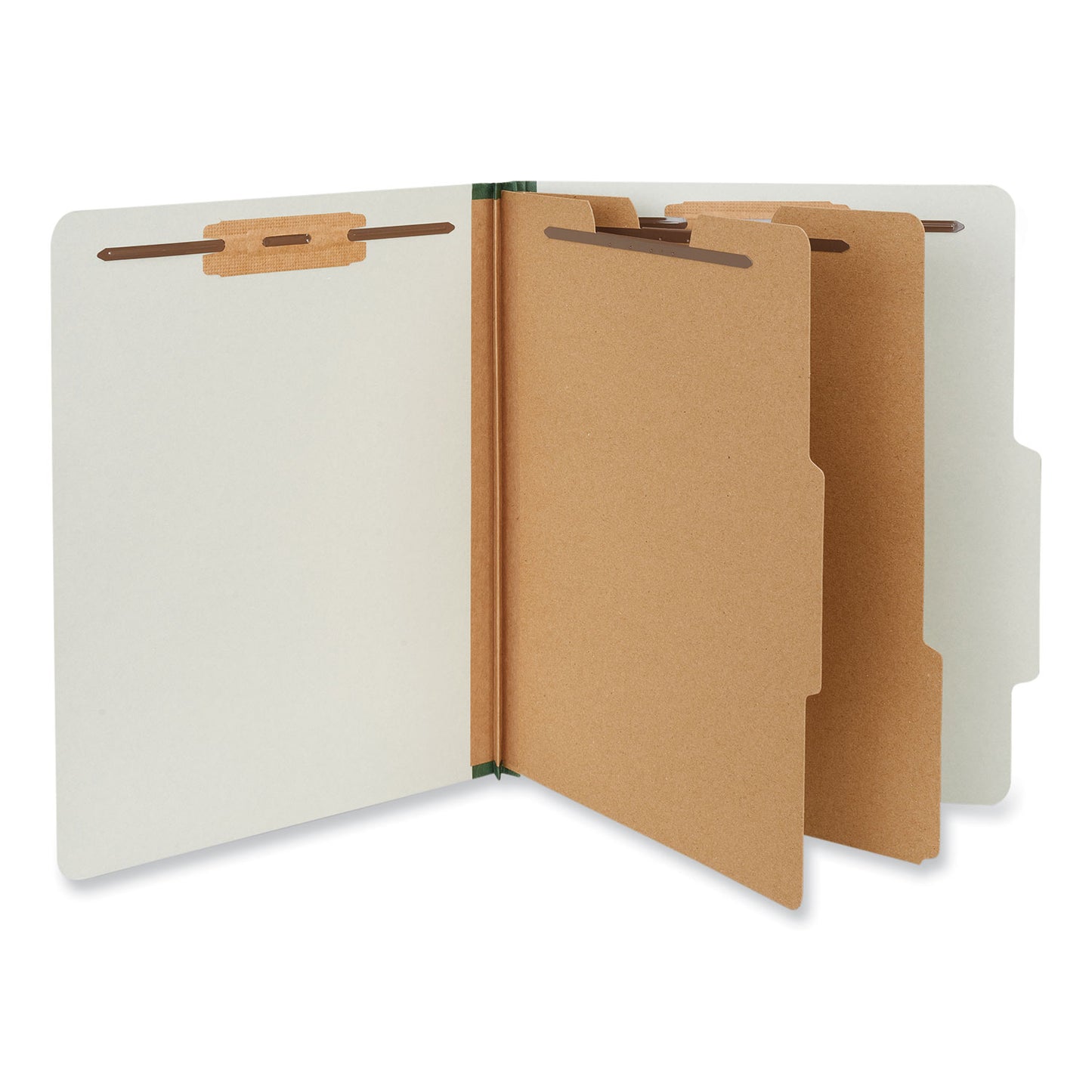 Universal Six-Section Pressboard Classification Folders, 2" Expansion, 2 Dividers, 6 Fasteners, Letter Size, Gray Exterior, 10/Box (10272)