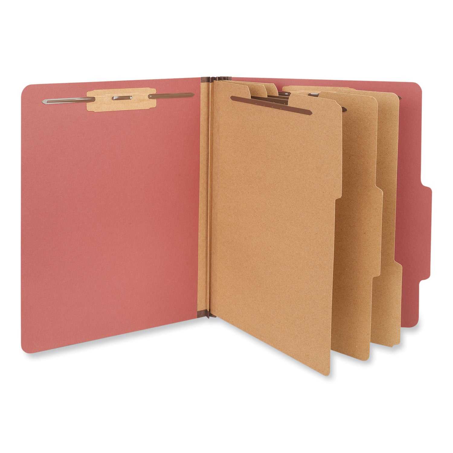 Universal Eight-Section Pressboard Classification Folders, 3" Expansion, 3 Dividers, 8 Fasteners, Letter Size, Red Exterior, 10/Box (10290)