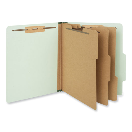 Universal Eight-Section Pressboard Classification Folders, 3" Expansion, 3 Dividers, 8 Fasteners, Letter Size, Gray-Green, 10/Box (10293)