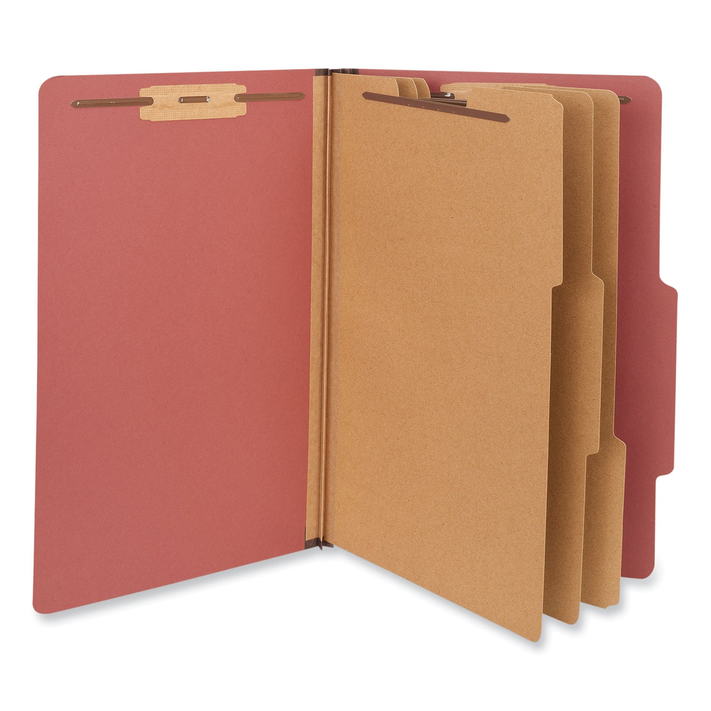 Universal Eight-Section Pressboard Classification Folders, 3" Expansion, 3 Dividers, 8 Fasteners, Legal Size, Red Exterior, 10/Box (10295)