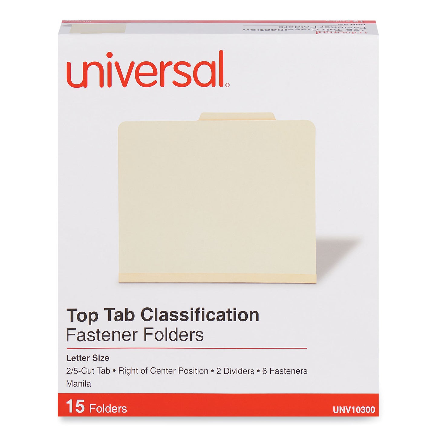 Universal Six-Section Classification Folders, 2" Expansion, 2 Dividers, 6 Fasteners, Letter Size, Manila Exterior, 15/Box (10300)