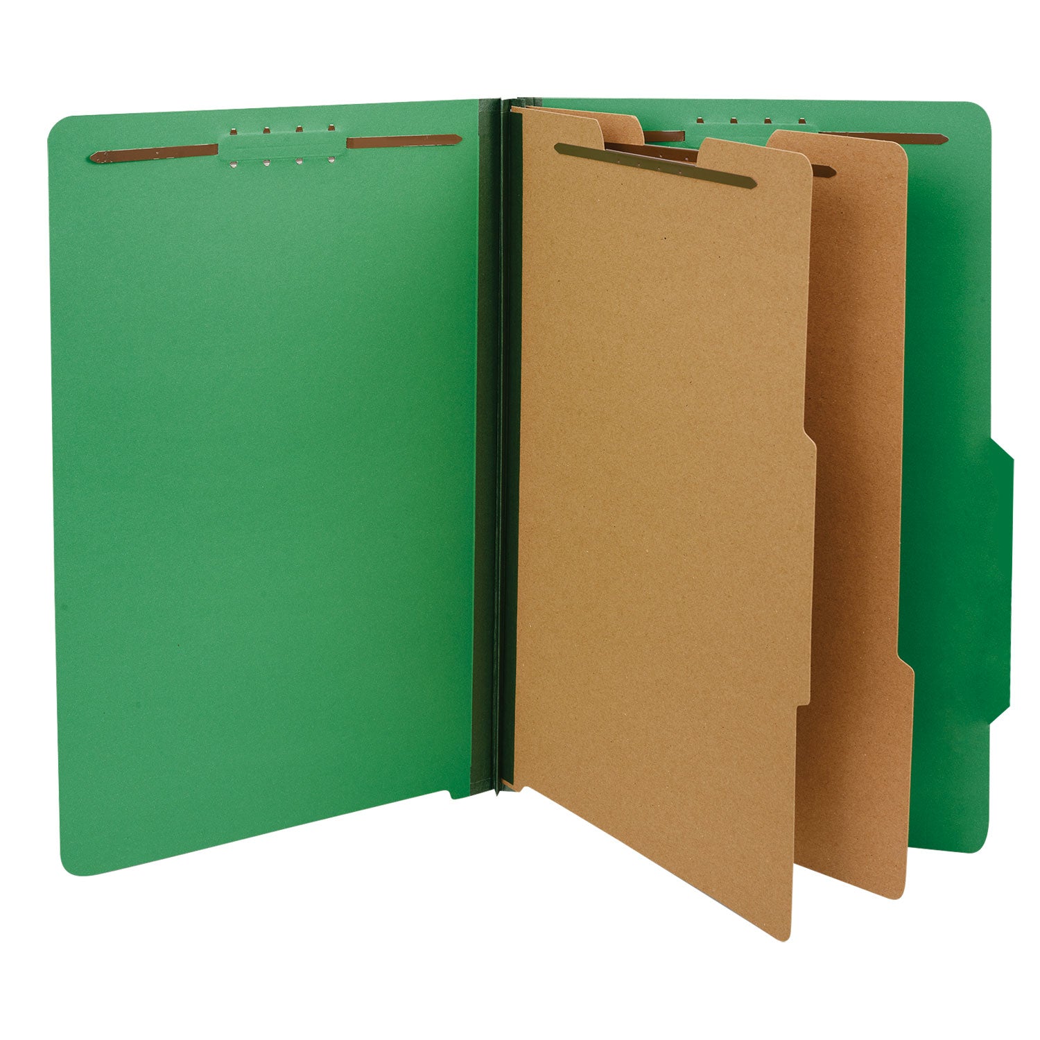 Universal Bright Colored Pressboard Classification Folders, 2" Expansion, 2 Dividers, 6 Fasteners, Legal Size, Emerald Green, 10/Box (10312)