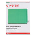 Universal Deluxe Six-Section Pressboard End Tab Classification Folders, 2 Dividers, 6 Fasteners, Letter Size, Green, 10/Box (10317)