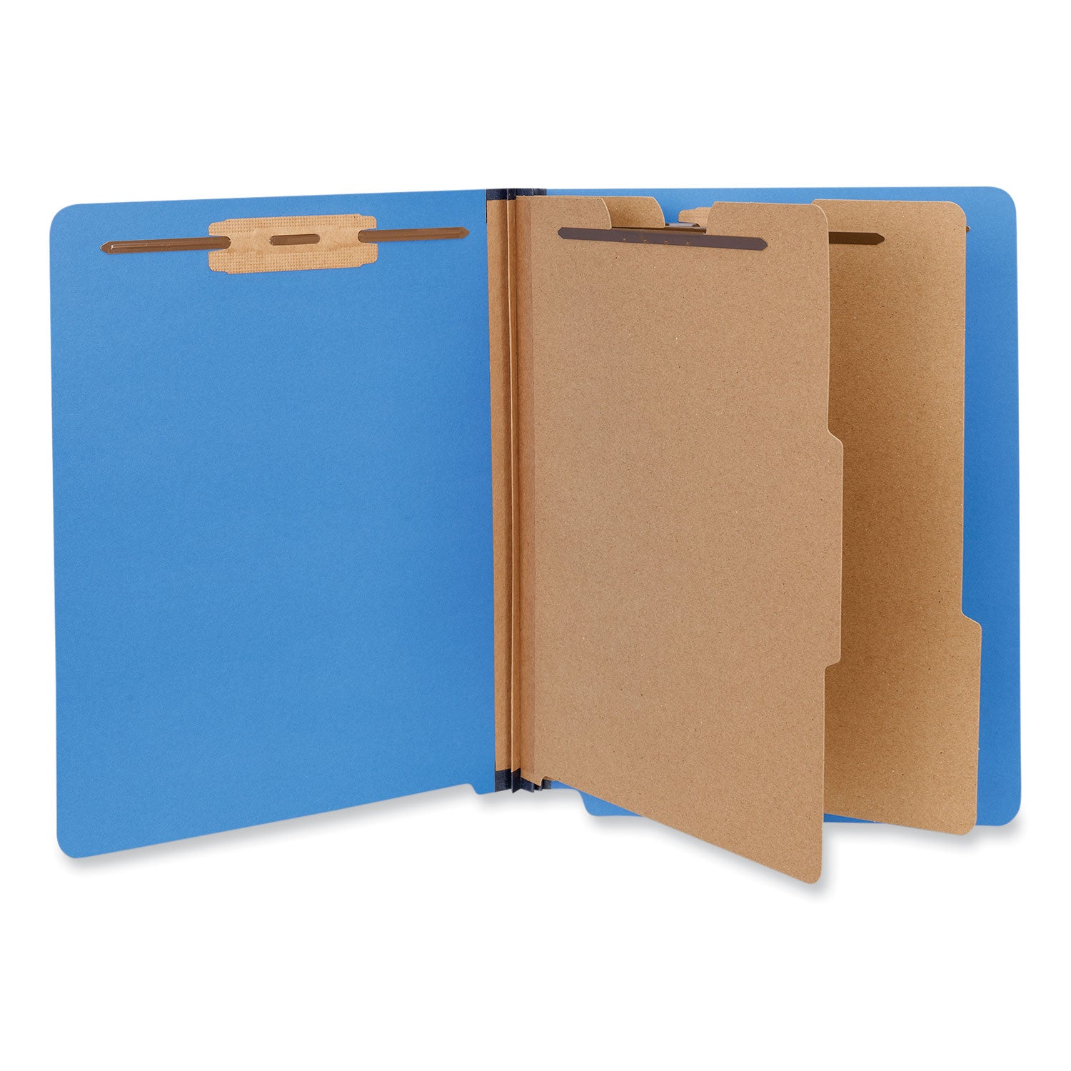 Universal Deluxe Six-Section Pressboard End Tab Classification Folders, 2 Dividers, 6 Fasteners, Letter Size, Cobalt Blue, 10/Box (10318)