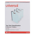 Universal Top Tab Classification Folders, 2" Expansion, 2 Fasteners, Letter Size, Light Blue Exterior, 25/Box (10401)