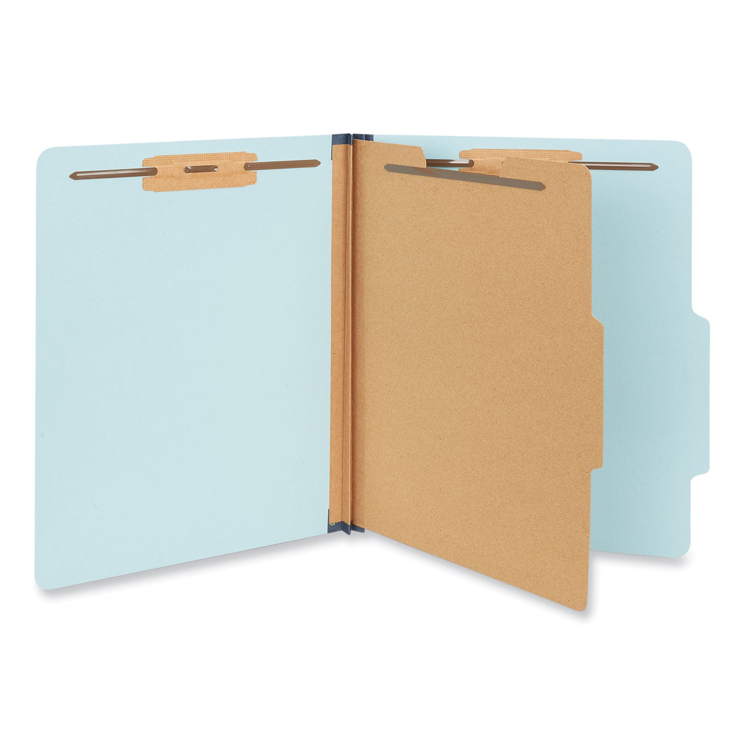 Universal Four-Section Pressboard Classification Folders, 1.75" Expansion, 1 Divider, 4 Fasteners, Letter Size, Light Blue, 20/Box (10404)