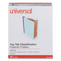 Universal Six-Section Pressboard Classification Folders, 2.5" Expansion, 2 Dividers, 6 Fasteners, Letter Size, Light Blue, 20/Box (10405)